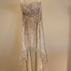 Sherri Hill Cream Sequin High/Low Dress